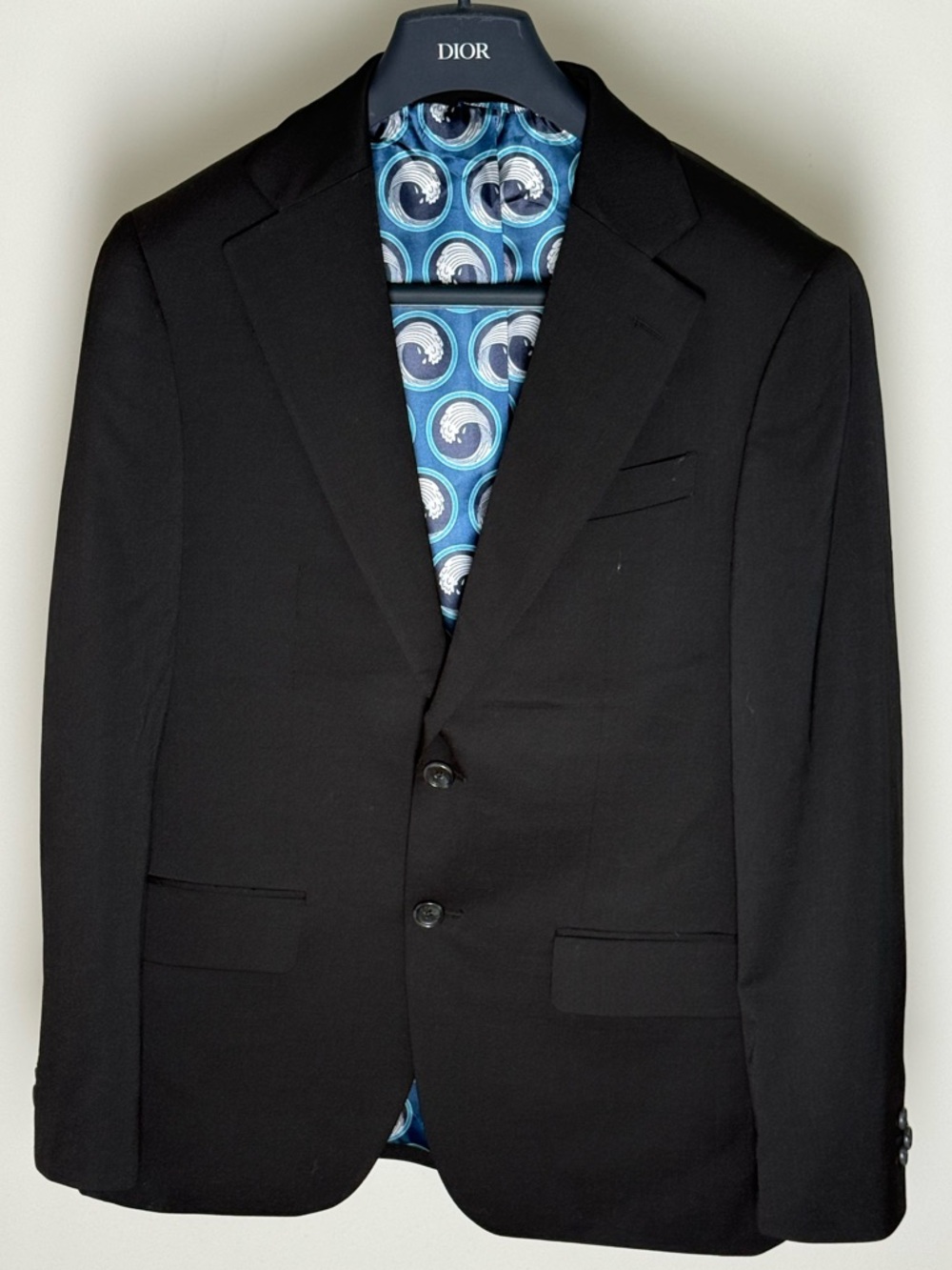 Ted Baker Black Men's Two-Button Blazer with Blue Patterned Lining